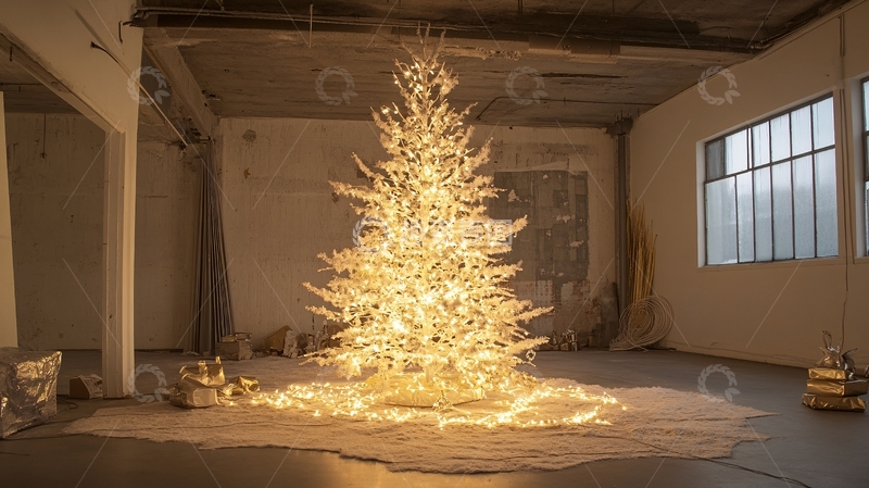 高清大图下载【趣麦麦图】巨型金色圣诞树