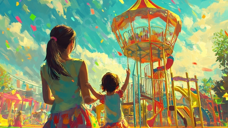 高清大图下载【趣麦麦图】游乐园插画