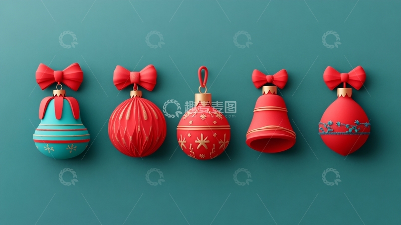 高清大图下载【趣麦麦图】红色圣诞小挂饰