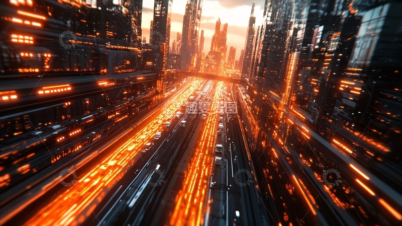 高清大图下载【趣麦麦图】橙色科技城市7