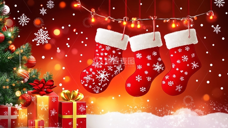 高清大图下载【趣麦麦图】红色圣诞袜1
