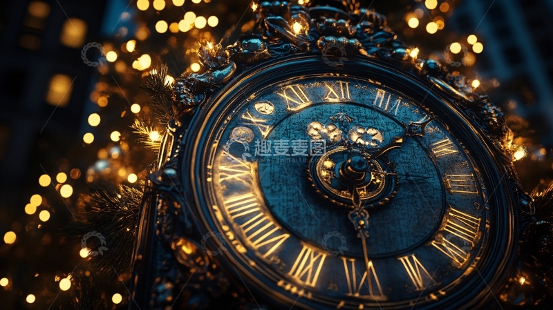 高清大图下载【趣麦麦图】夜色下的钟