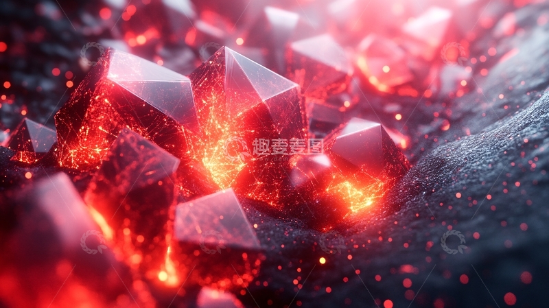 高清大图下载【趣麦麦图】红黑立体背景钻石色彩2