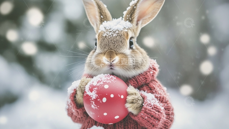 高清大图下载【趣麦麦图】兔年红色壁纸