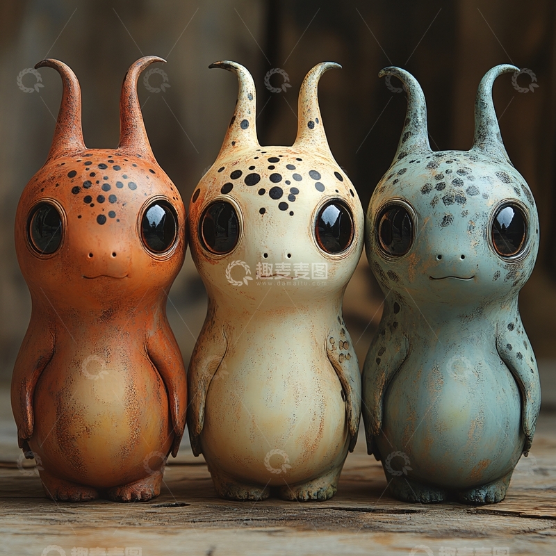 高清大图下载【趣麦麦图】-小怪兽泥塑