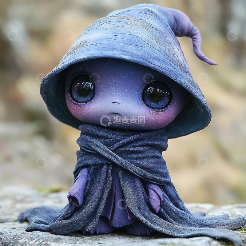 高清大图下载【趣麦麦图】紫色蘑菇小精灵1