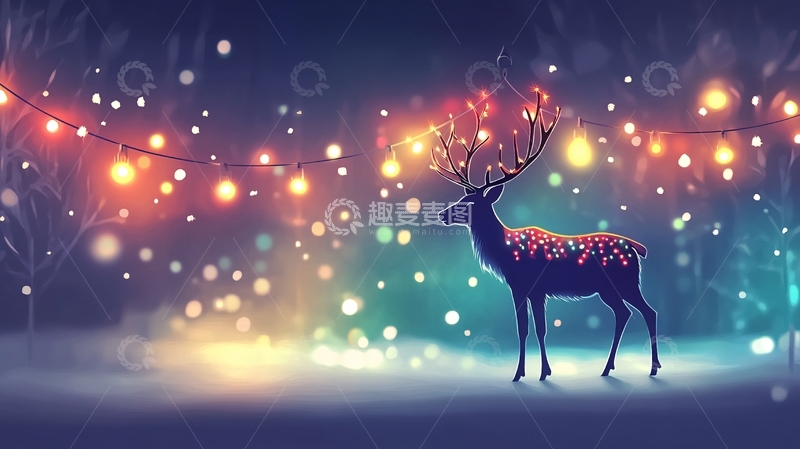 高清大图下载【趣麦麦图】卡通唯美梦幻鹿