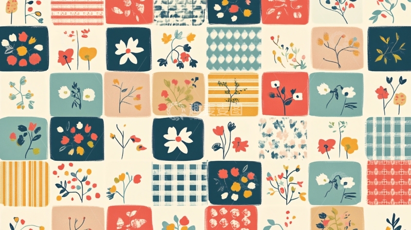高清大图下载【趣麦麦图】卡通印花花卉壁纸1