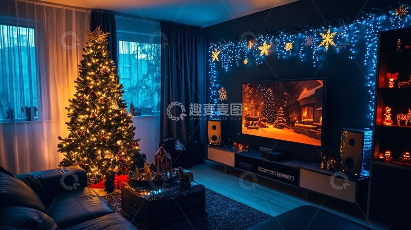 高清大图下载【趣麦麦图】圣诞节电视节目