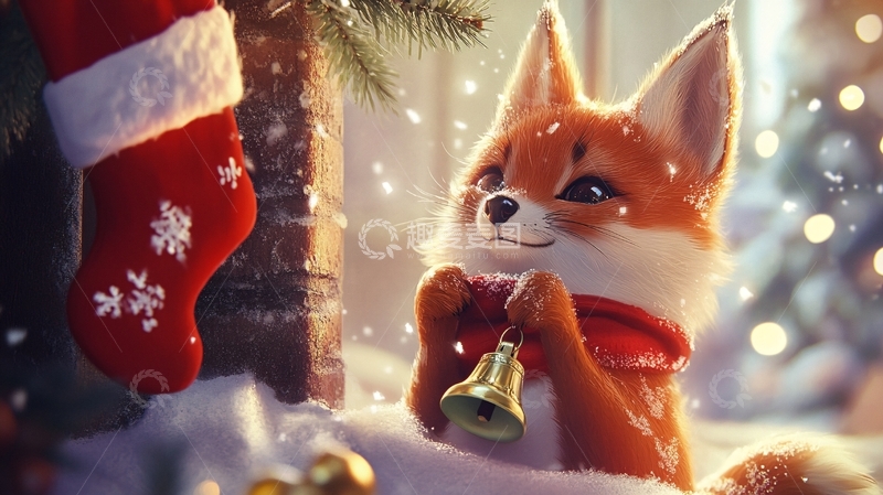 高清大图下载【趣麦麦图】圣诞节狐狸