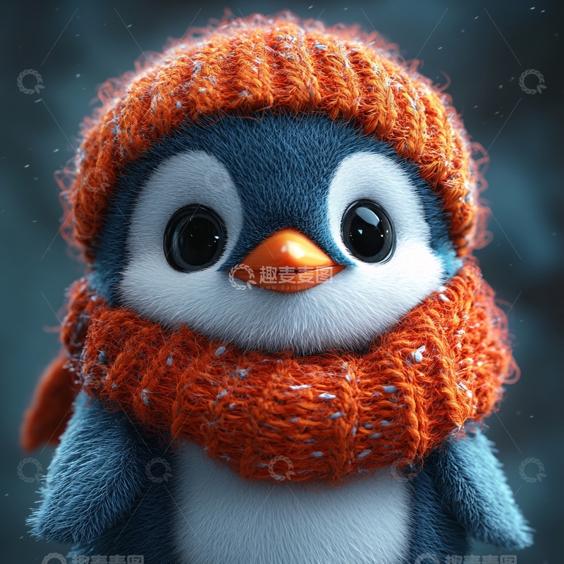 高清大图下载【趣麦麦图】企鹅玩偶戴帽子