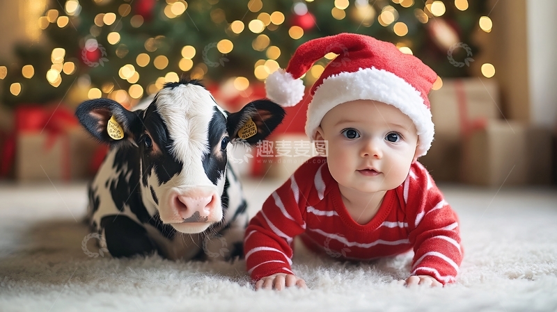 高清大图下载【趣麦麦图】男孩牛宝宝