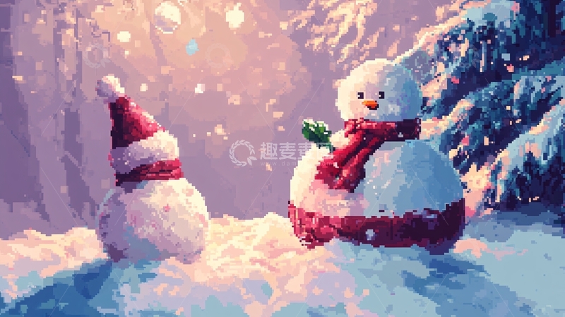 高清大图下载【趣麦麦图】插画雪人1