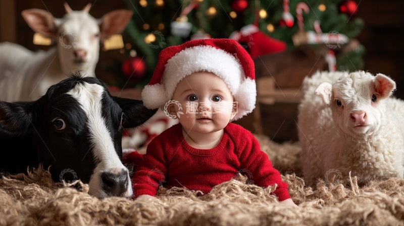高清大图下载【趣麦麦图】圣诞节小羊壁纸2