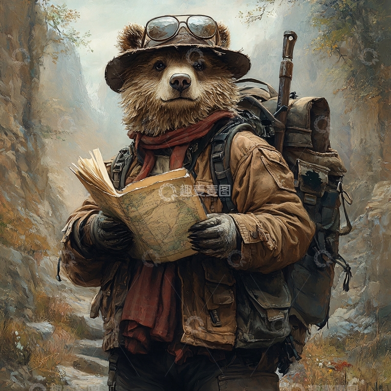 高清大图下载【趣麦麦图】熊博士拿着书1