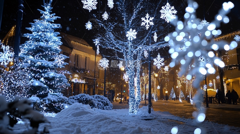 圣诞节的白雪皑皑的街道3