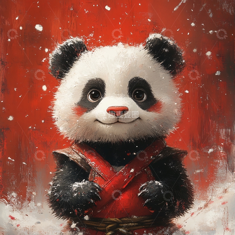 高清大图下载【趣麦麦图】写实熊猫插画4