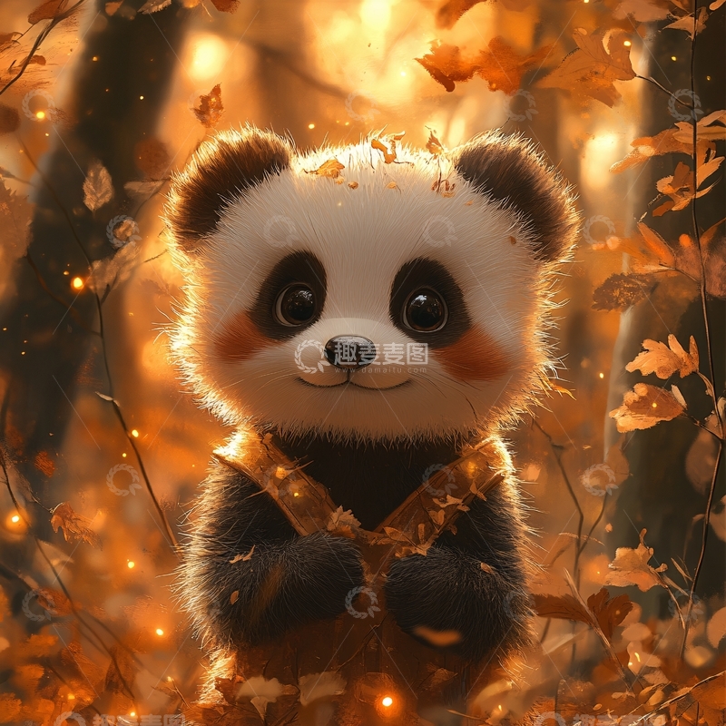 高清大图下载【趣麦麦图】写实熊猫插画7