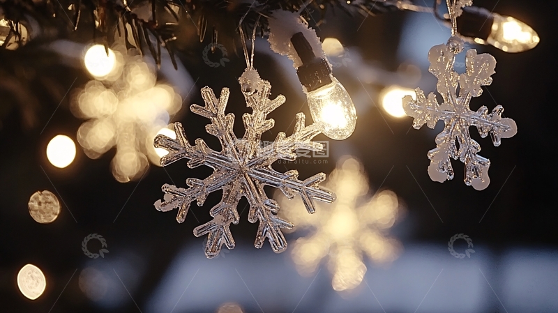 高清大图下载【趣麦麦图】雪花装饰灯1