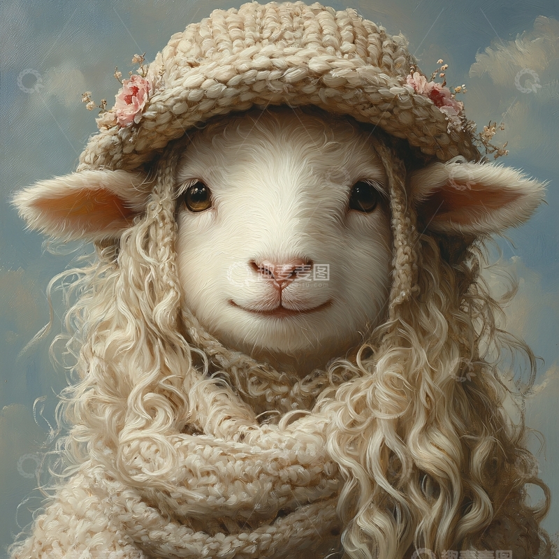 高清大图下载【趣麦麦图】原创手绘小绵羊
