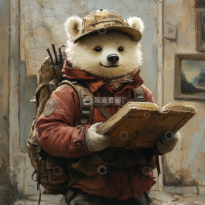 高清大图下载【趣麦麦图】熊博士拿着书