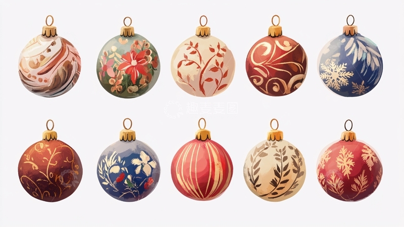 高清大图下载【趣麦麦图】-彩绘圣诞球