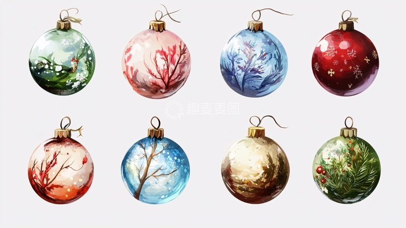高清大图下载【趣麦麦图】手绘圣诞球1