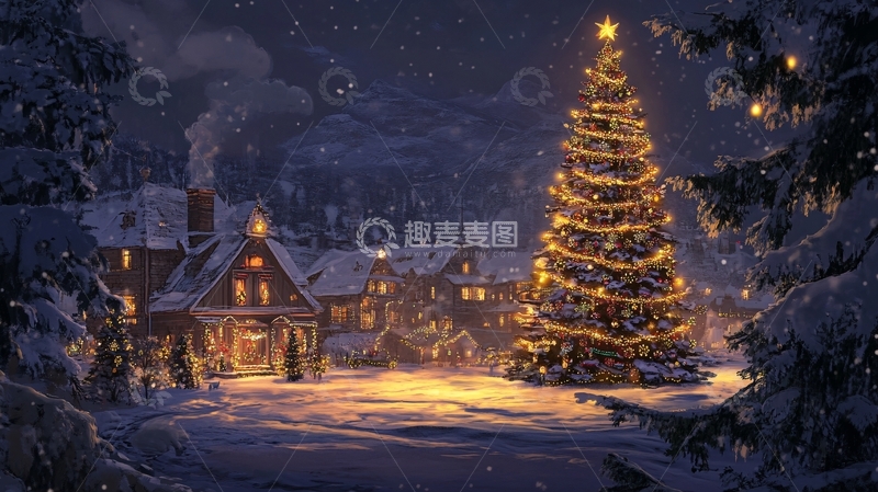 高清大图下载【趣麦麦图】圣诞节风景画3