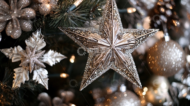 高清大图下载【趣麦麦图】圣诞装饰五角星1