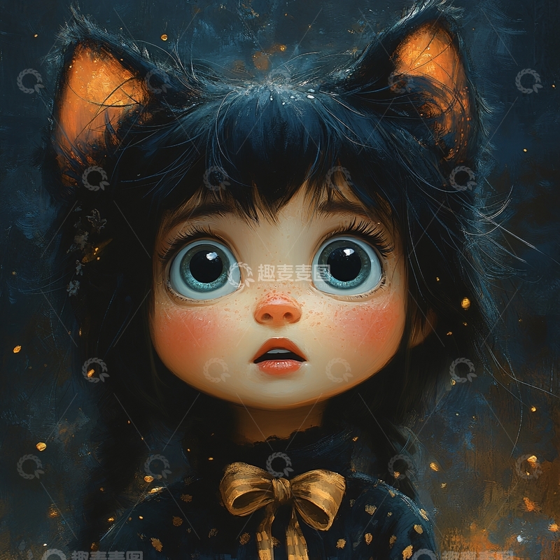 高清大图下载【趣麦麦图】猫耳朵小女孩