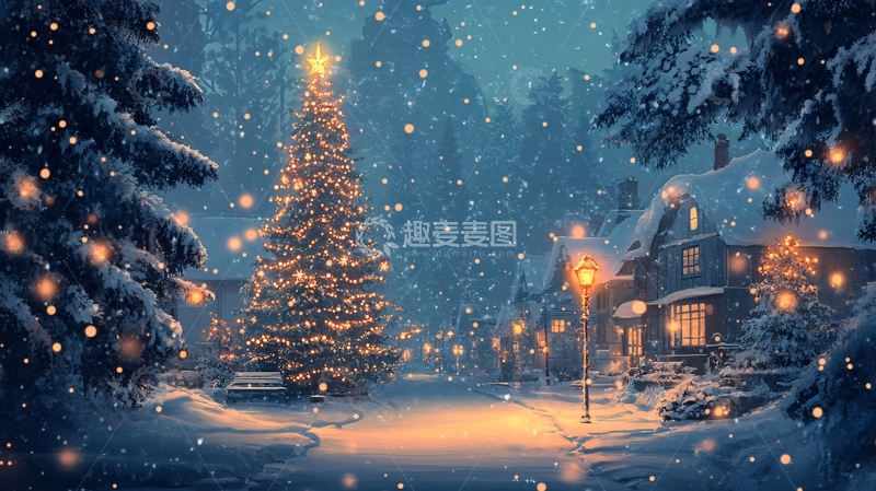 高清大图下载【趣麦麦图】圣诞节夜景2