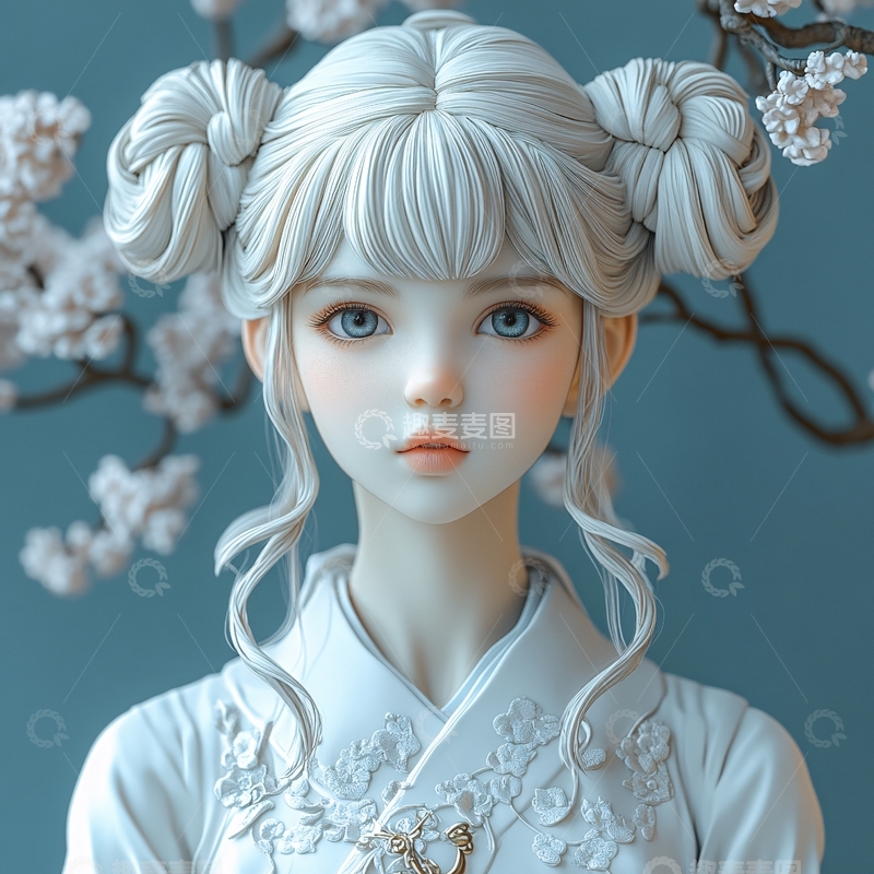 高清大图下载【趣麦麦图】白色动漫娃娃模型