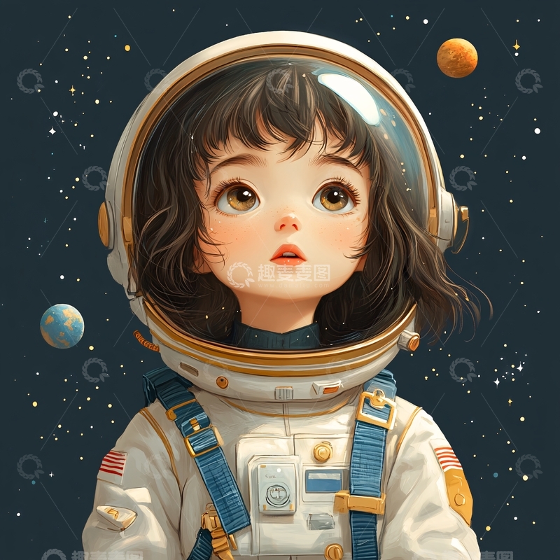 高清大图下载【趣麦麦图】宇宙女孩插画2