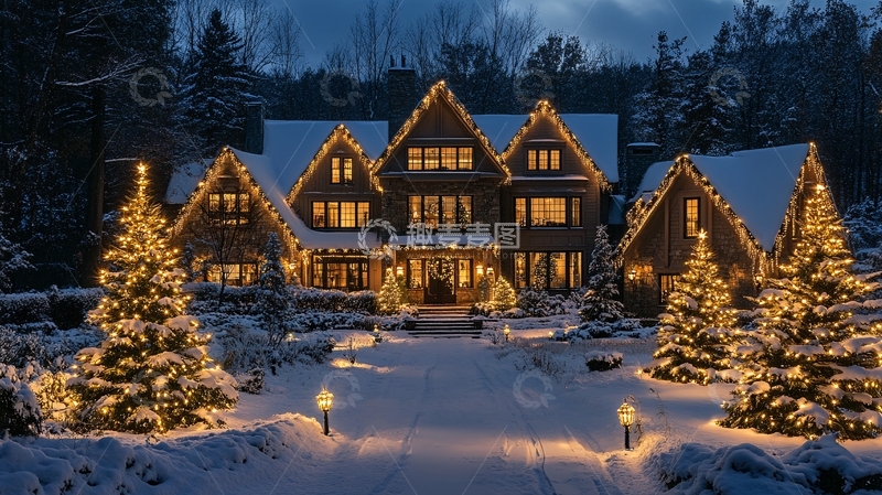 高清大图下载【趣麦麦图】户外圣诞灯饰装扮5