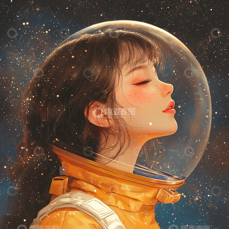 高清大图下载【趣麦麦图】宇宙女孩插画1