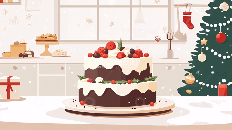 高清大图下载【趣麦麦图】圣诞节扁平插画