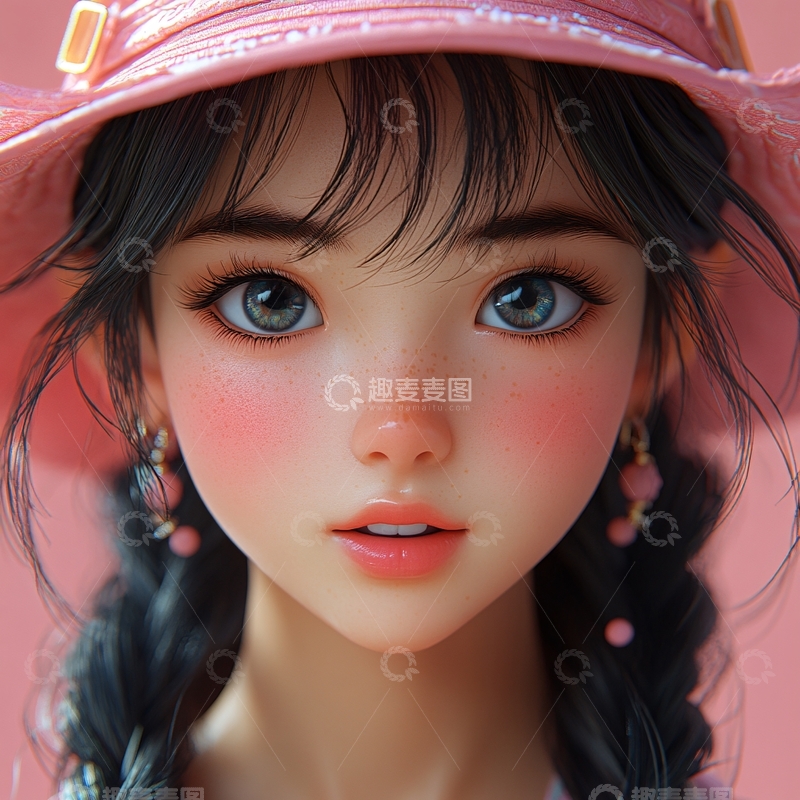 高清大图下载【趣麦麦图】粉色大眼学生角色