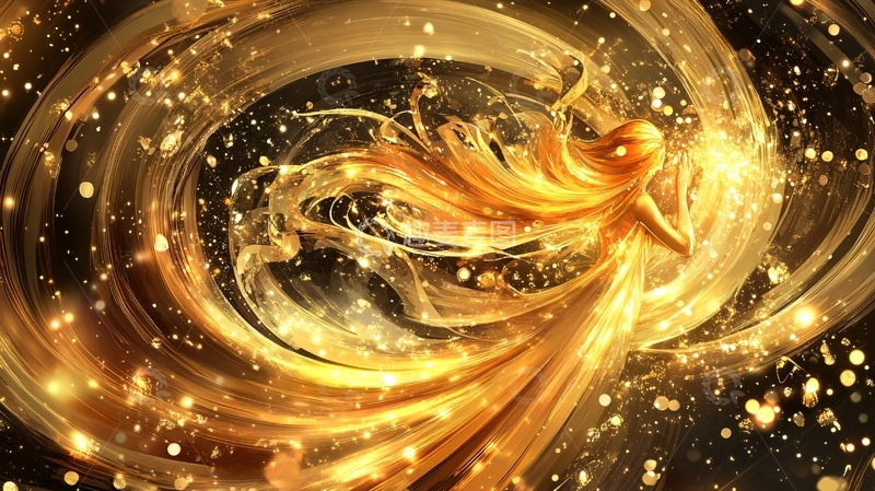 高清大图下载【趣麦麦图】流光渐变金色炫酷飘带5