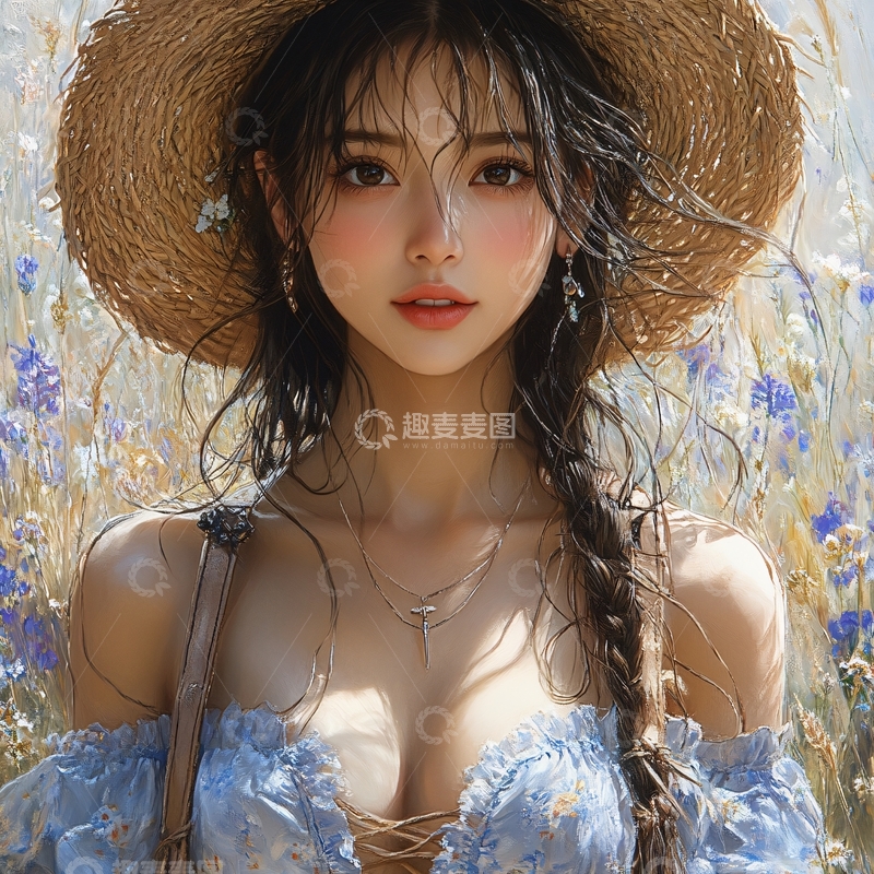 高清大图下载【趣麦麦图】日系美女插画