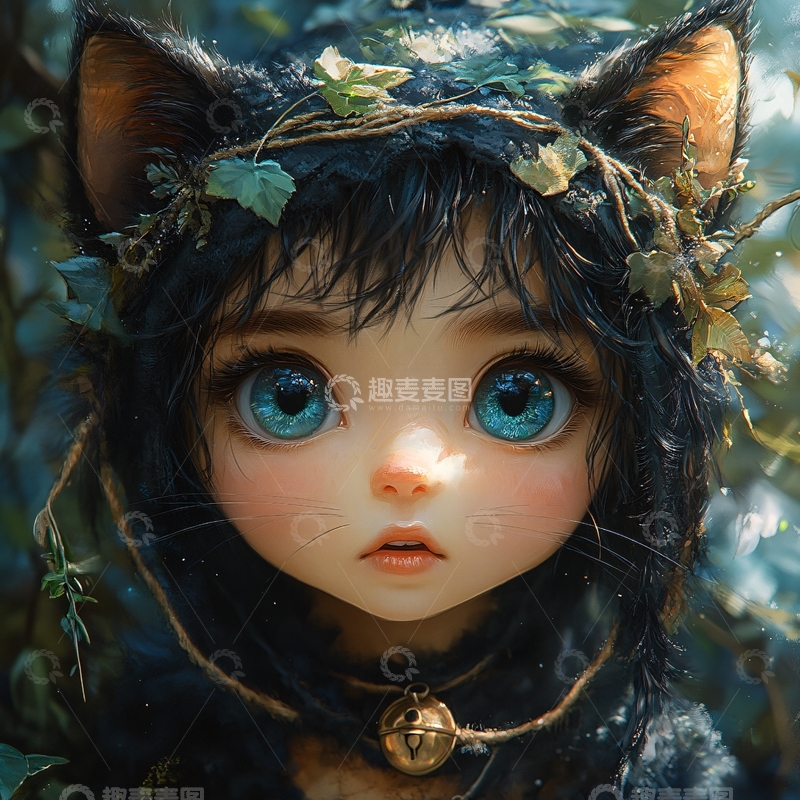 高清大图下载【趣麦麦图】猫耳少女梦境图