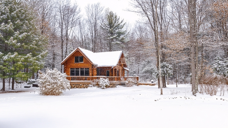 高清大图下载【趣麦麦图】雪中小木屋