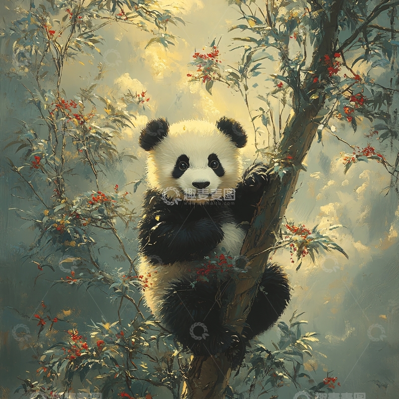 高清大图下载【趣麦麦图】大熊猫油画