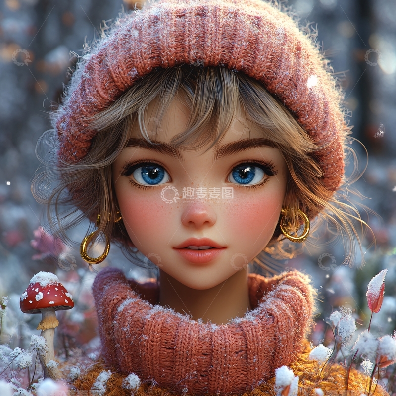 高清大图下载【趣麦麦图】粉色短发女孩