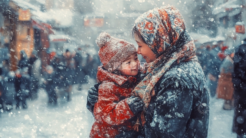 高清大图下载【趣麦麦图】雪中温情