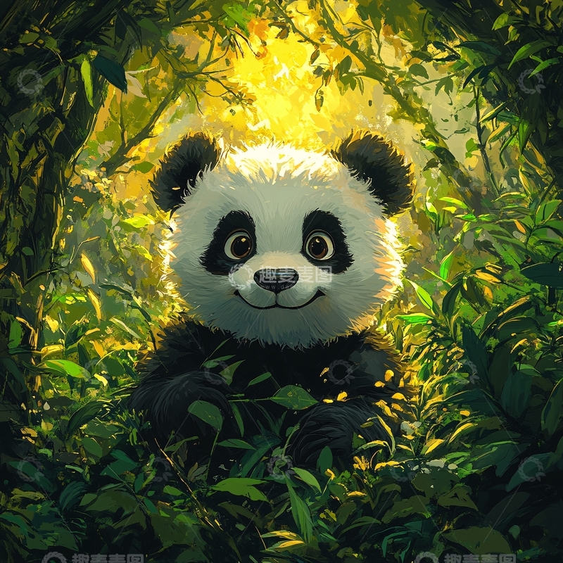 高清大图下载【趣麦麦图】写实熊猫插画12