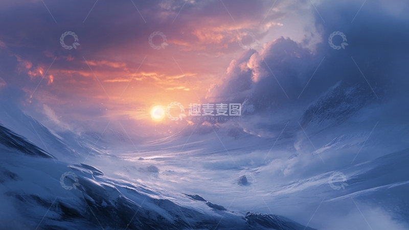 高清大图下载【趣麦麦图】雪雾云海日出