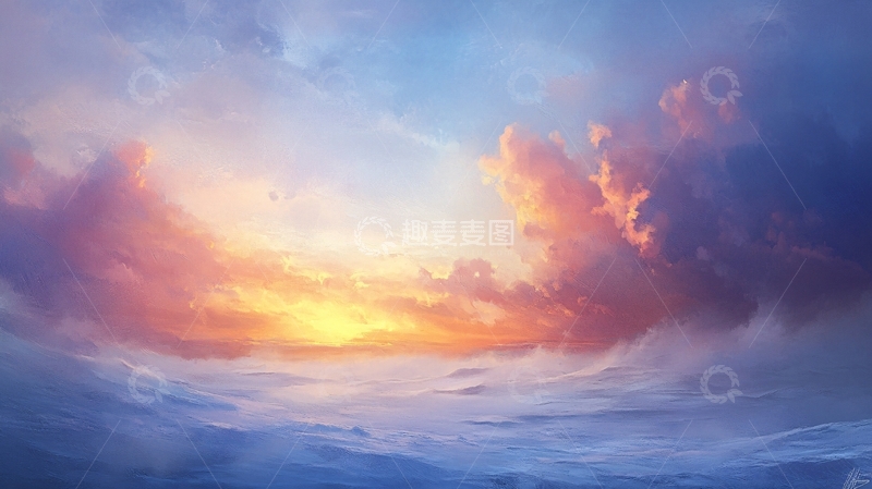 高清大图下载【趣麦麦图】插画海平面