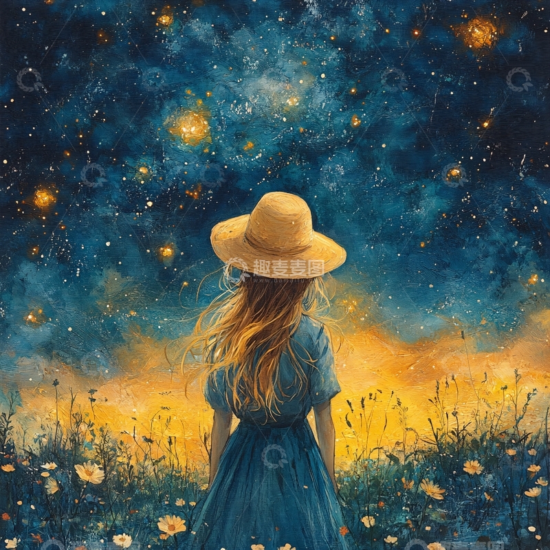 高清大图下载【趣麦麦图】星辰大海女孩背影4