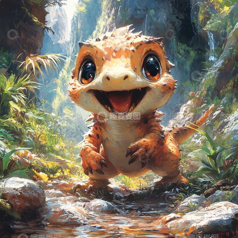 高清大图下载【趣麦麦图】幻想小恐龙插画