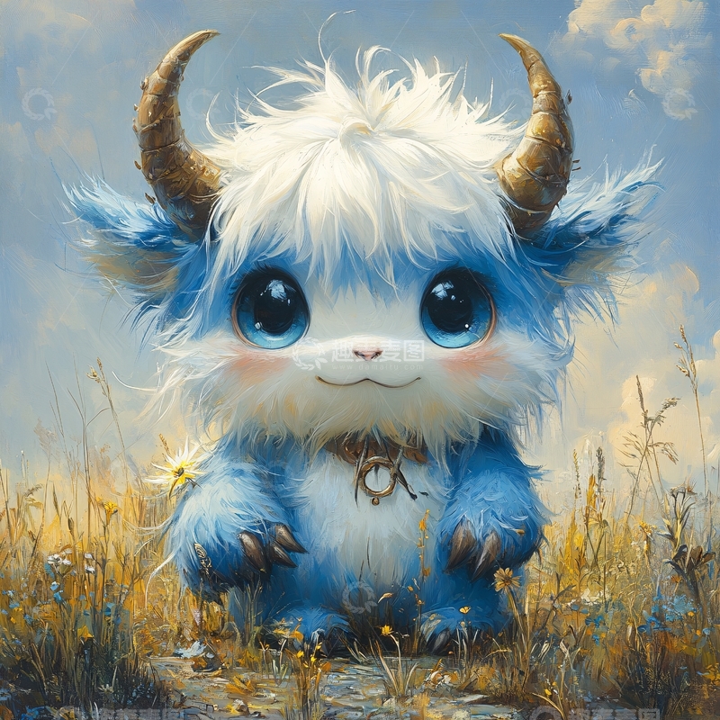 高清大图下载【趣麦麦图】牦牛插画